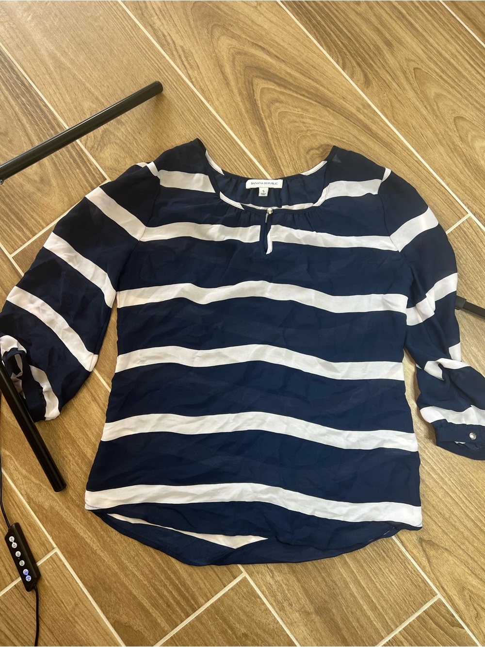 Banana Republic Navy & White Striped Women's Blouse